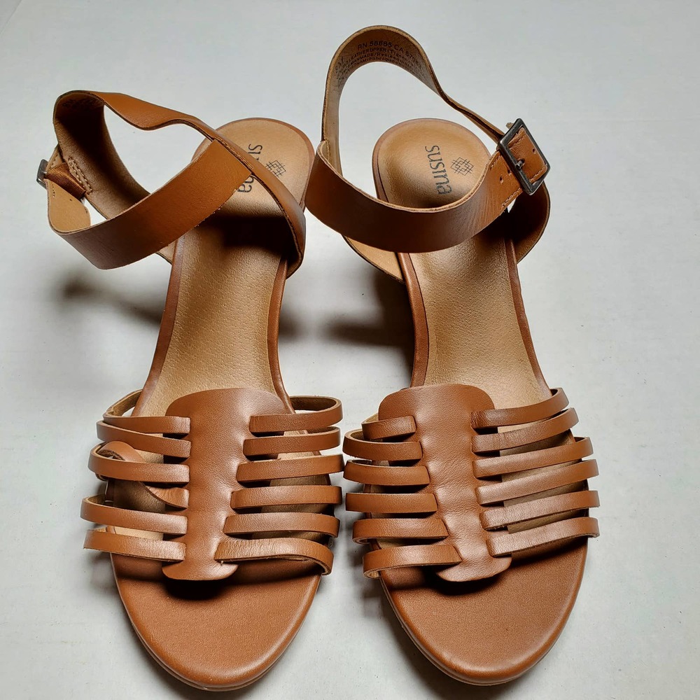 Susina Terra Tan Wedge Strappy Sandals